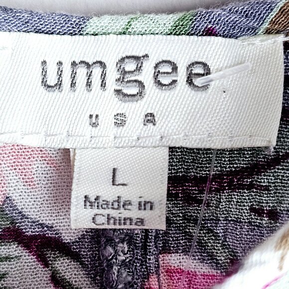 Umgee USA Crepe Sheer Lace Dainty Asymmetrical Southern Boho Tank Top, Sz L - Picture 9 of 10